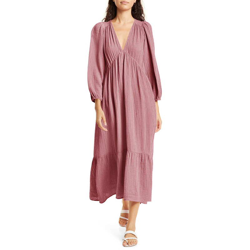 Linen Dress Wrap - Vestido de muselina 100% de algodón