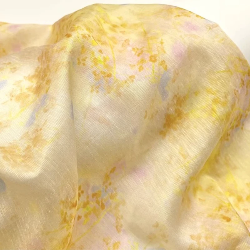 Kimono Sheer Floral - Tela de ramio de seda con