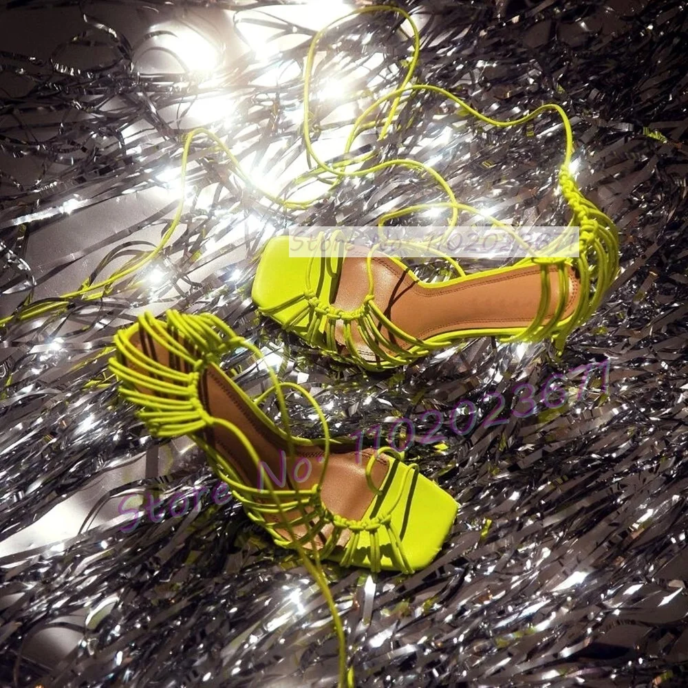 Sandal Strappy Heeled - Sandalias con cordones para mujer, zapatos