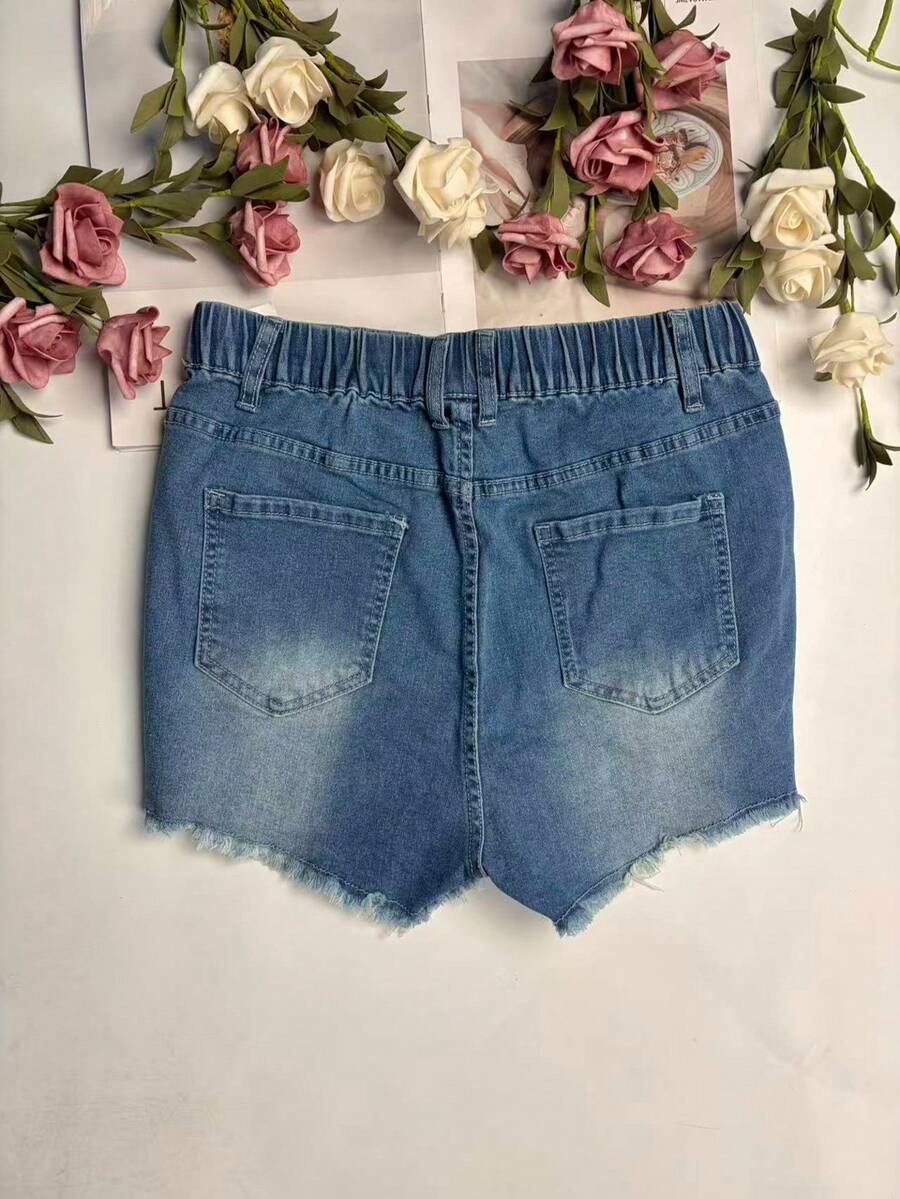 Shorts Denim Frayed - Pantalones cortos de mezclilla desgastados con