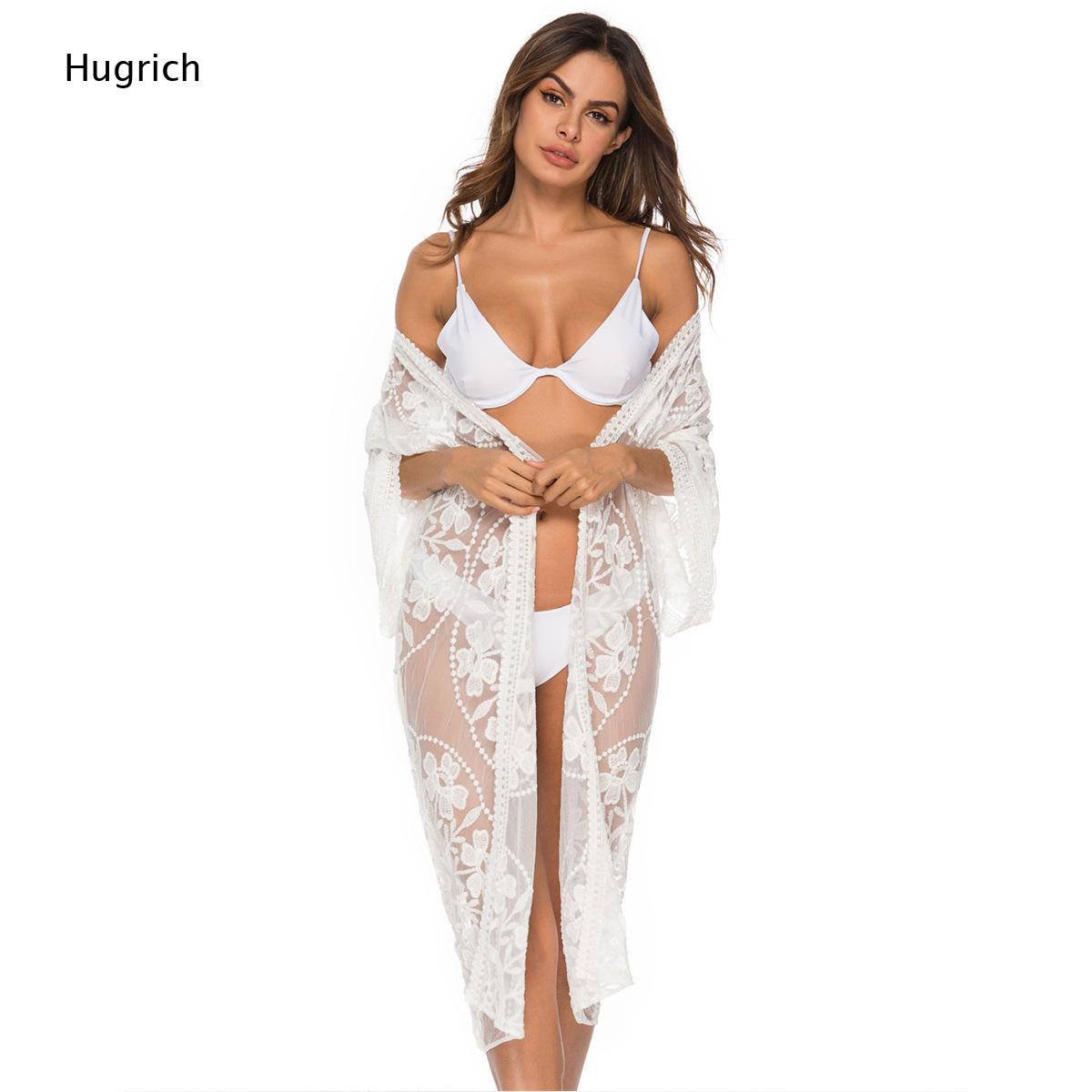 Kimono Sheer Floral - Kimono largo de encaje con bordado