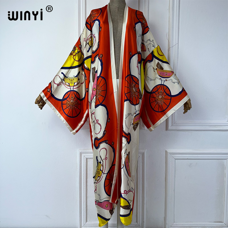 Cover Up Kaftan - WINYI-Kimono con estampado bohemio para mujer,