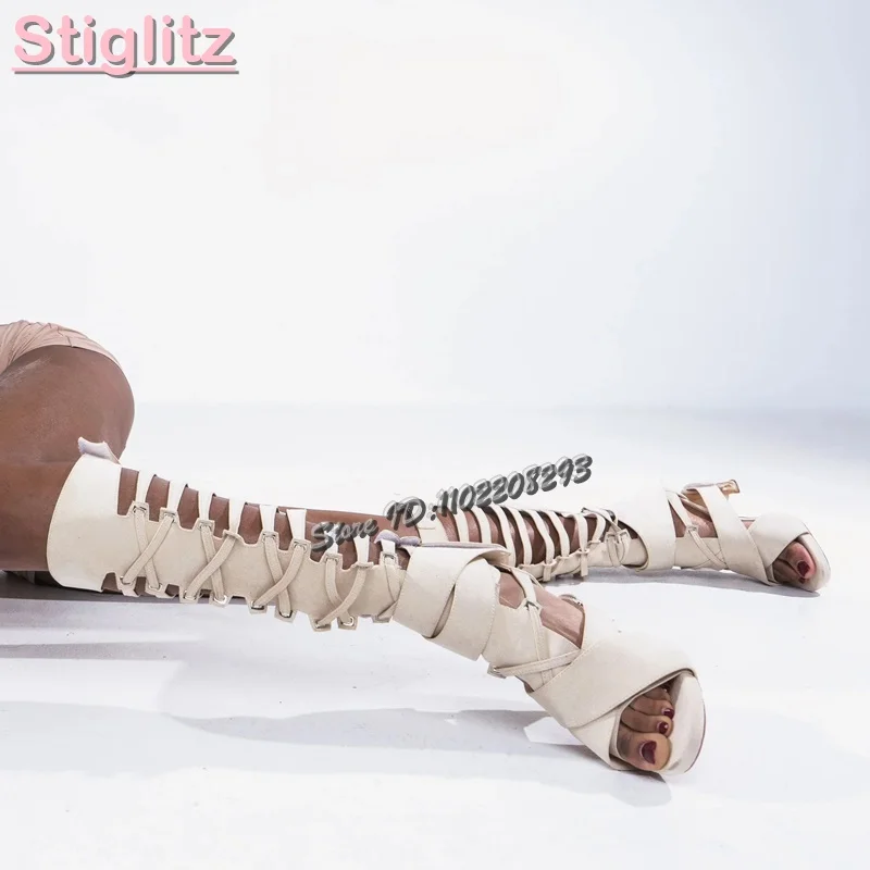 Sandal Strappy Heeled - Sandalias romanas Retro atadas cruzadas, punta