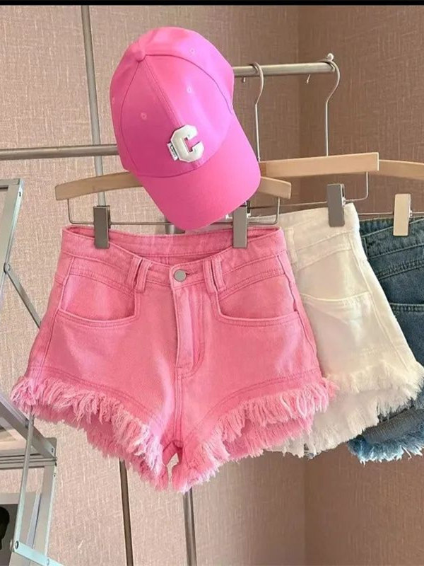 Shorts Denim Frayed - Shorts de Mezclilla con Dobladillo Deshilachado