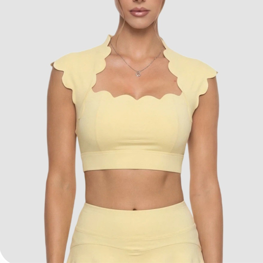 Crop Top Crochet - Top Deportivo Ondulado para Mujer, Sujetador