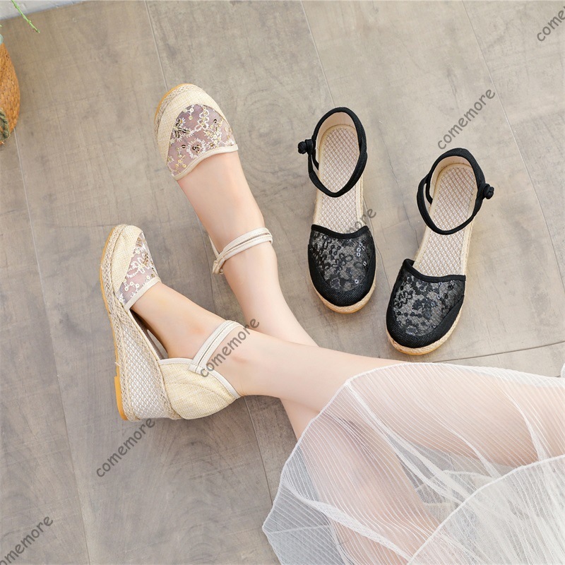 Wedge Espadrille Women - Sandalias de cuña de esparto con