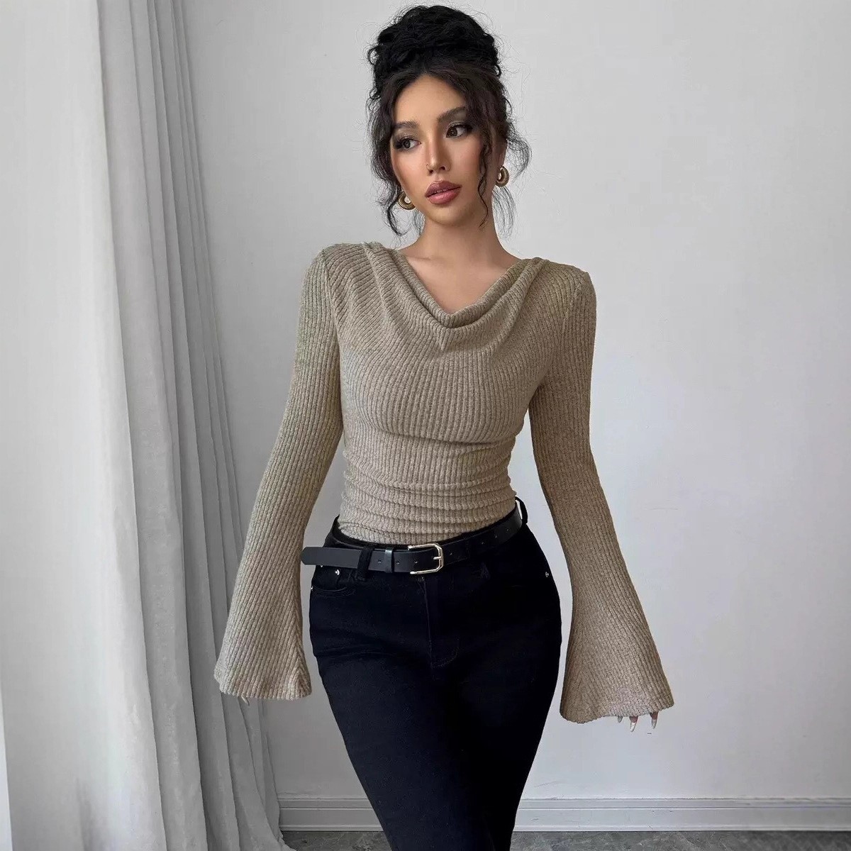 Blusa de mujer de manga larga  - Blouse Off Shoulder reseña y precio