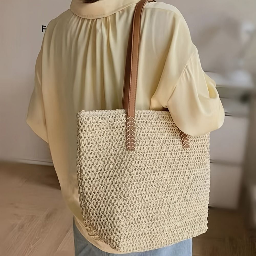 Bolso de mano de rafia tejida  - Tote Bag Beach reseña y precio