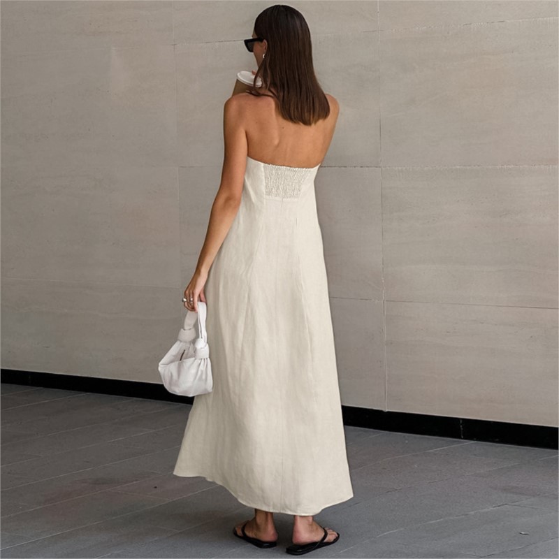 Vestido largo de lino y algodó - Linen Dress Wrap reseña y precio