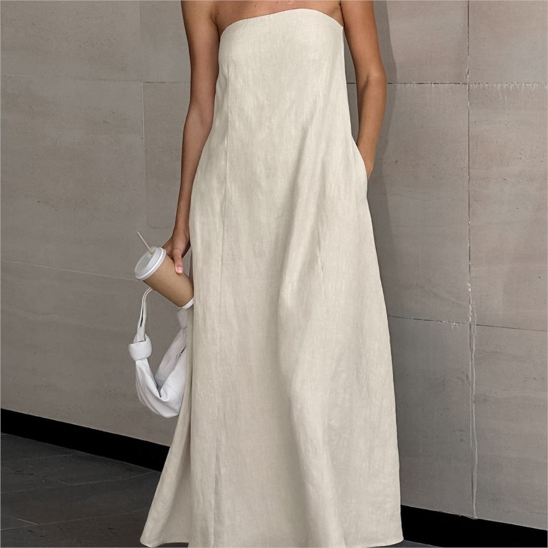 Vestido largo de lino y algodó - Linen Dress Wrap reseña y precio