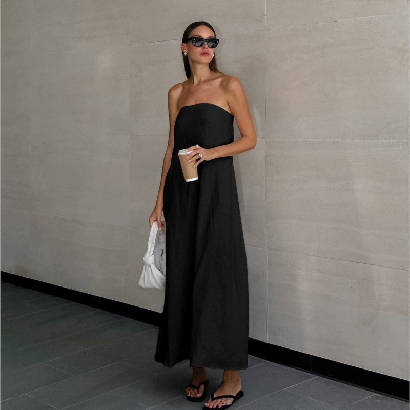 Vestido largo de lino y algodó - Linen Dress Wrap reseña y precio