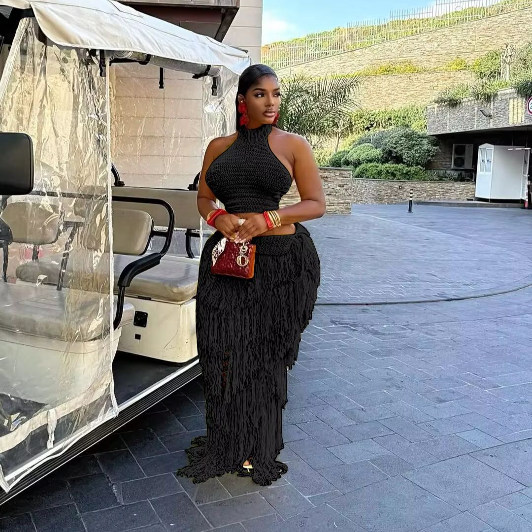 Conjunto de Dos Piezas de Vest - Maxi Dress Halter reseña y precio