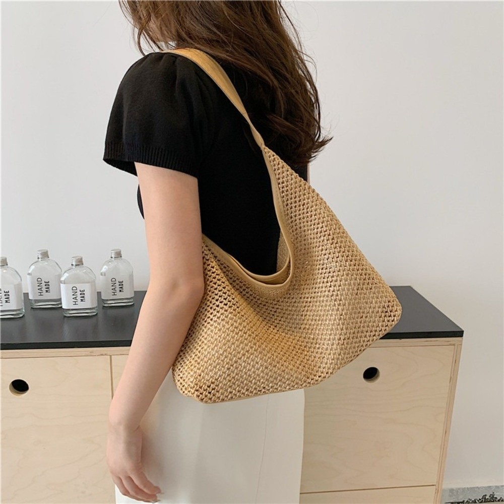 Bolso de paja tejido de color  - Tote Bag Beach reseña y precio