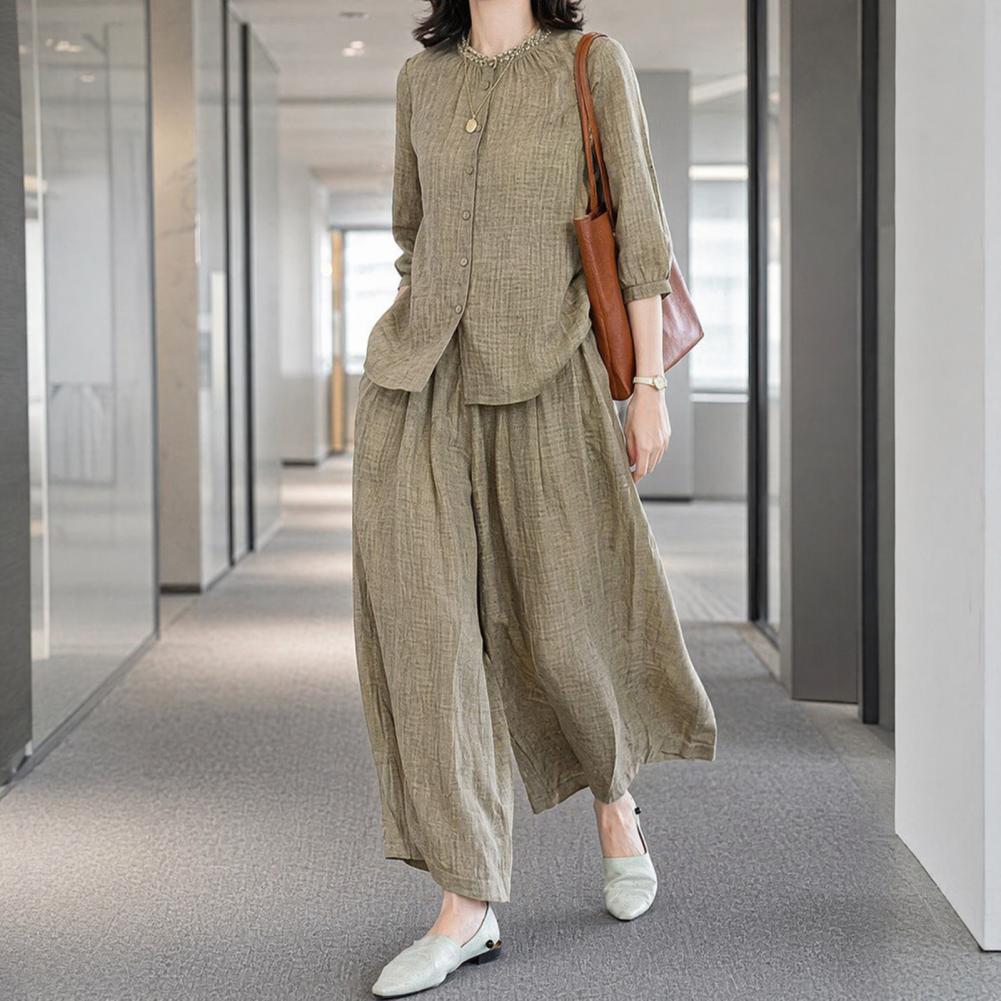 Conjunto Casual de Dos Piezas  - Linen Pant Wide reseña y precio