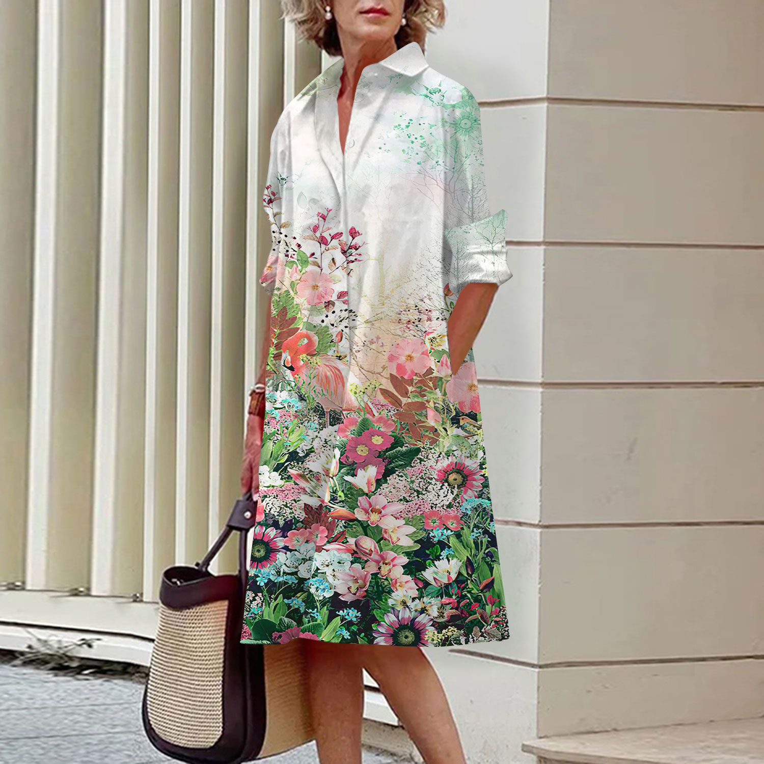 Vestido camisero con estampado - Midi Skirt Floral reseña y precio