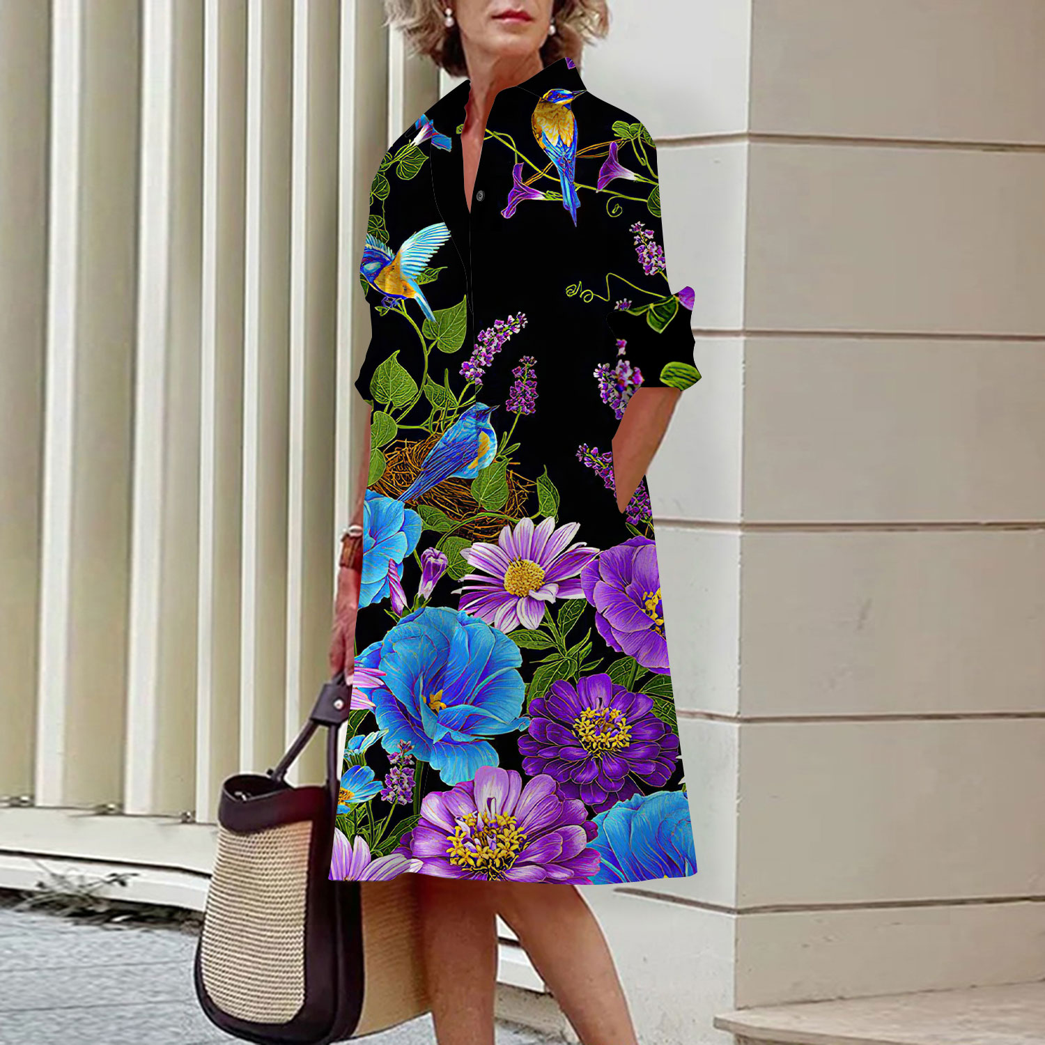 Vestido camisero con estampado - Midi Skirt Floral reseña y precio