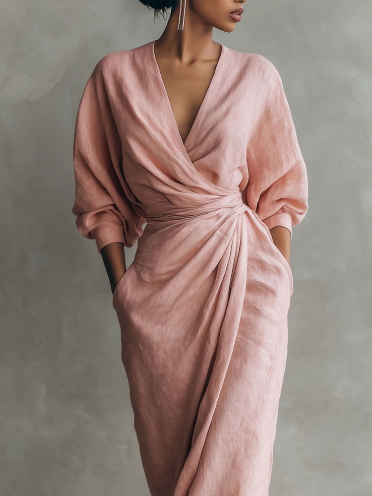 Vestido Maxi Cruzado de Lino p - Linen Dress Wrap reseña y precio