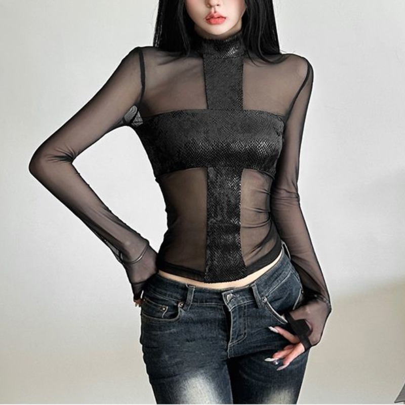 Body de manga larga de malla d - Blouse Off Shoulder reseña y precio
