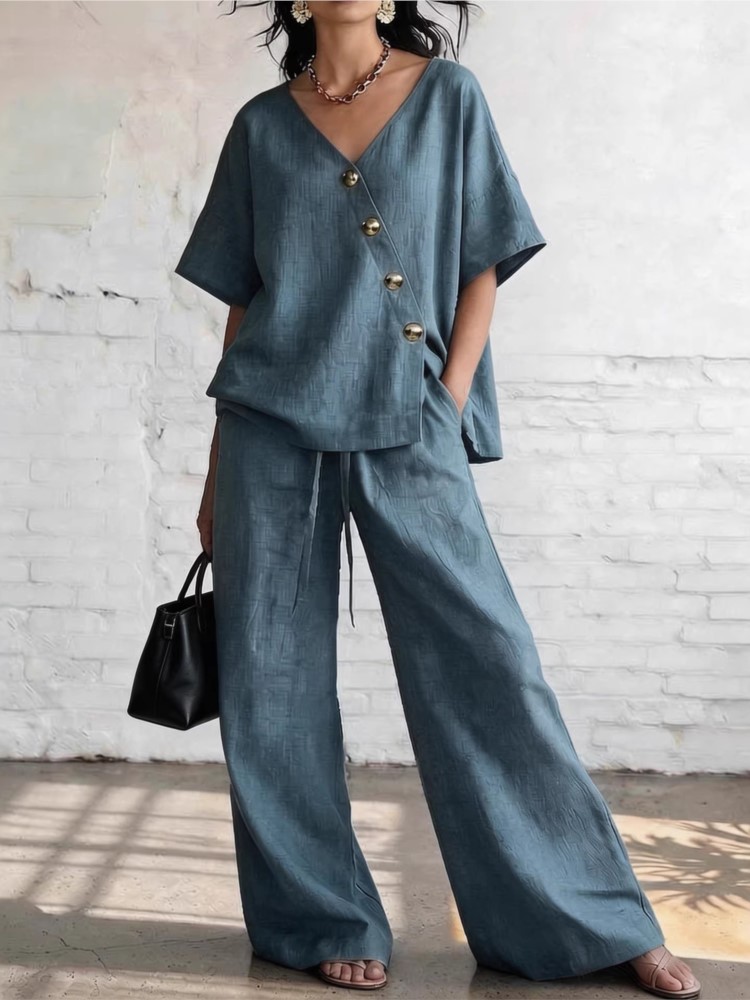 Conjuntos de Pantalones Holgad - Linen Pant Wide reseña y precio
