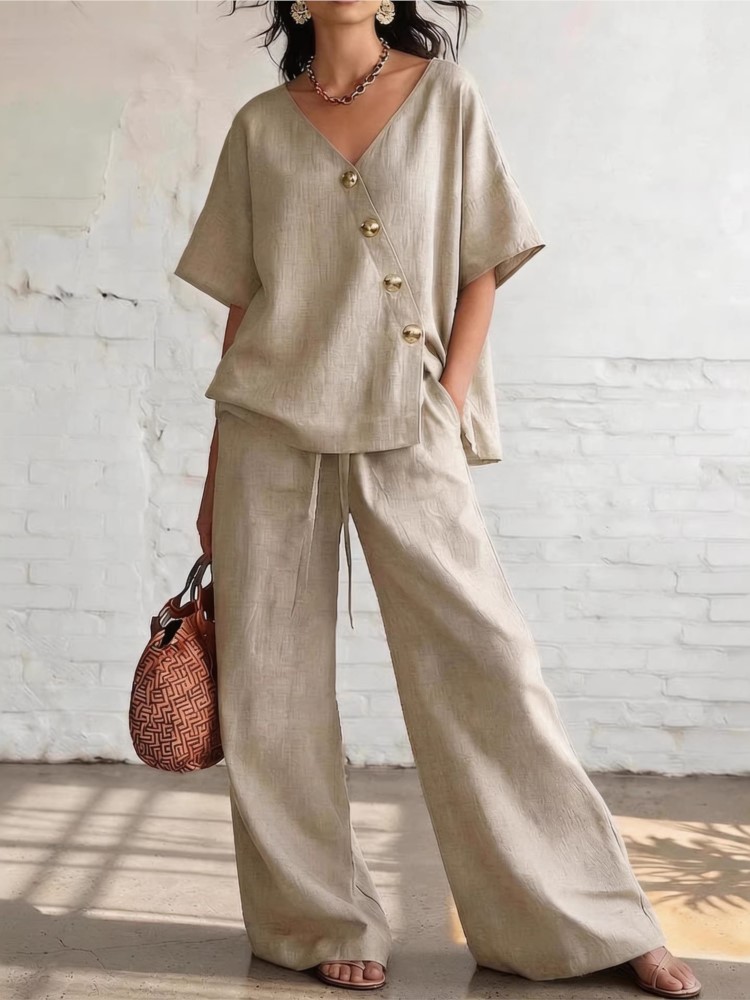 Conjuntos de Pantalones Holgad - Linen Pant Wide reseña y precio