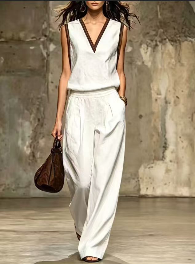 Conjunto de 2 Piezas sin Manga - Linen Pant Wide reseña y precio