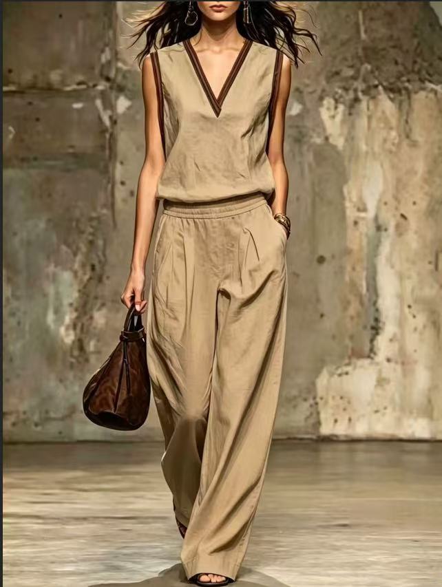 Conjunto de 2 Piezas sin Manga - Linen Pant Wide reseña y precio