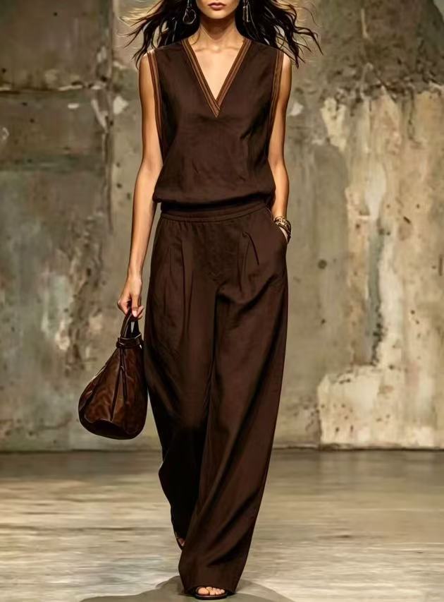 Conjunto de 2 Piezas sin Manga - Linen Pant Wide reseña y precio