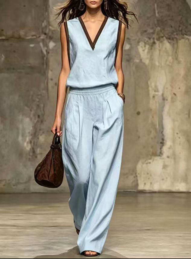 Conjunto de 2 Piezas sin Manga - Linen Pant Wide reseña y precio