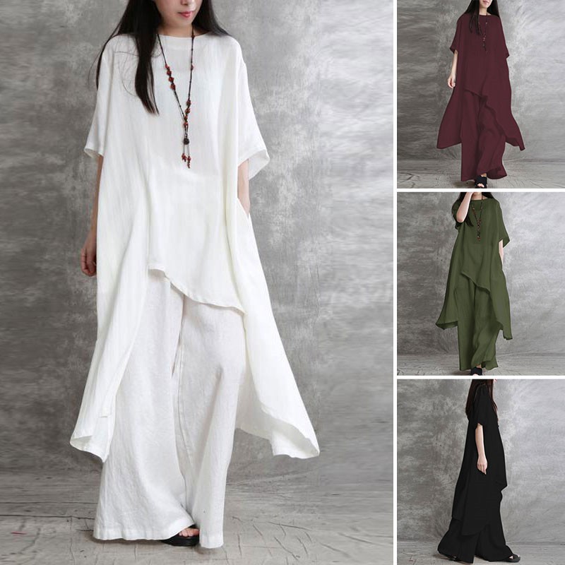 Conjunto de 2 piezas de algodó - Linen Pant Wide reseña y precio