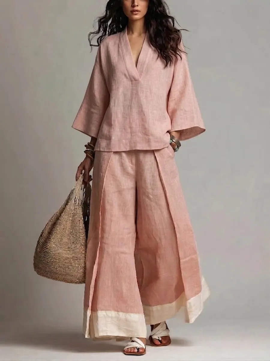 Conjunto de Verano para Mujer, - Linen Pant Wide reseña y precio