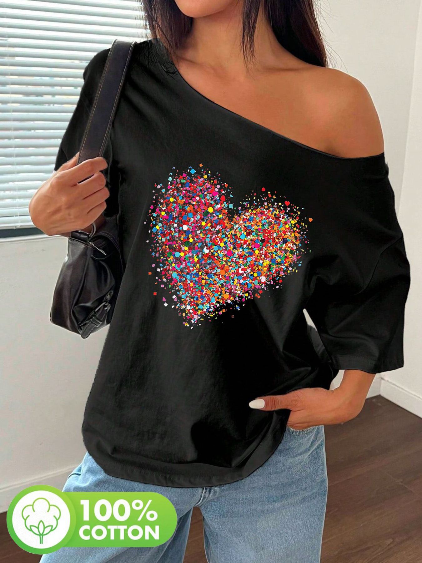 Camiseta holgada con estampado - Blouse Off Shoulder reseña y precio