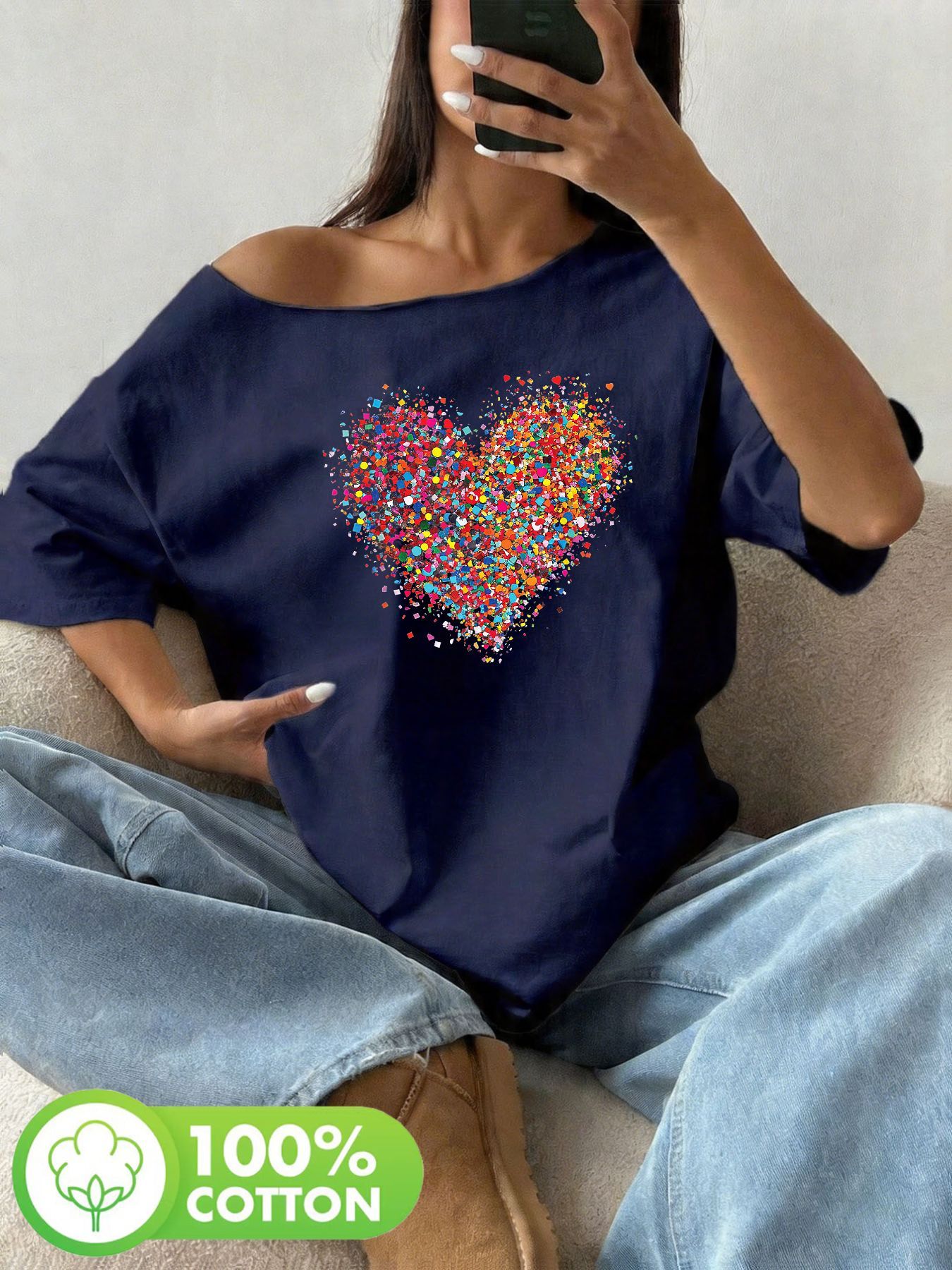 Camiseta holgada con estampado - Blouse Off Shoulder reseña y precio