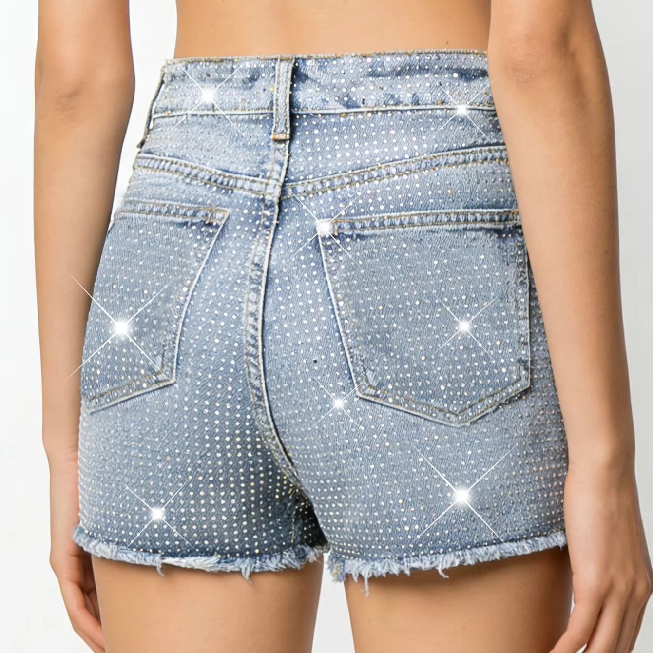 Nuevos shorts vaqueros elástic - Shorts Denim Frayed reseña y precio
