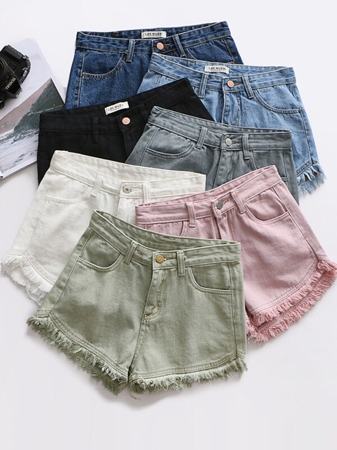 Shorts de Mezclilla de Cintura - Shorts Denim Frayed reseña y precio