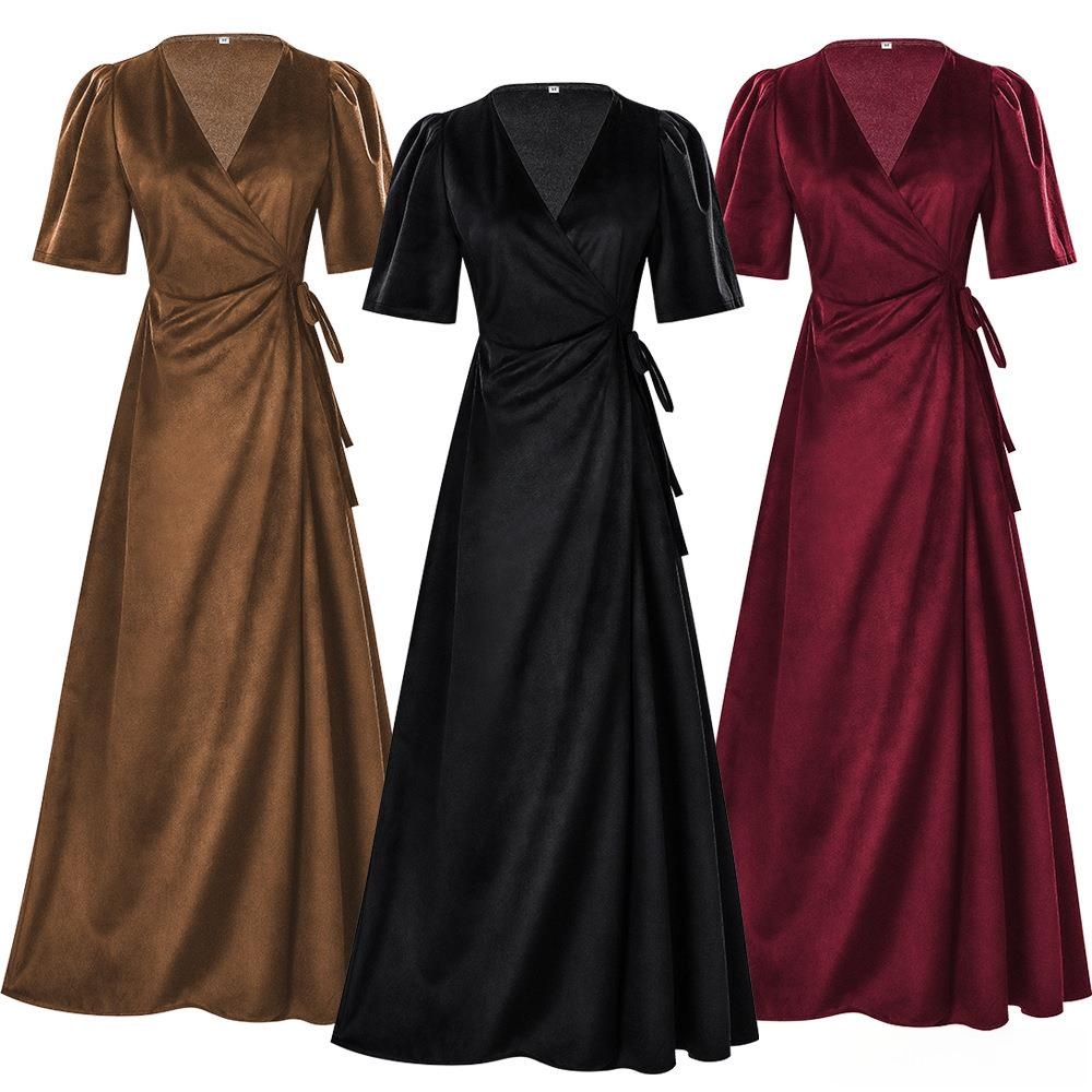 Vestido de terciopelo de color - Linen Dress Wrap reseña y precio
