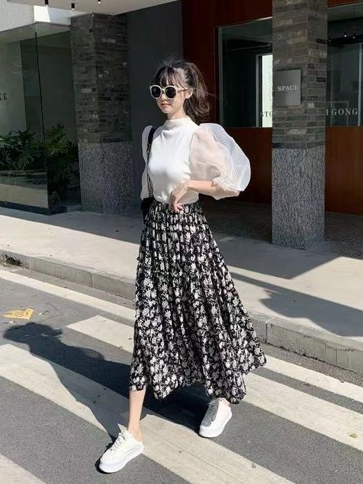 Falda Midi con Estampado Flora - Midi Skirt Floral reseña y precio