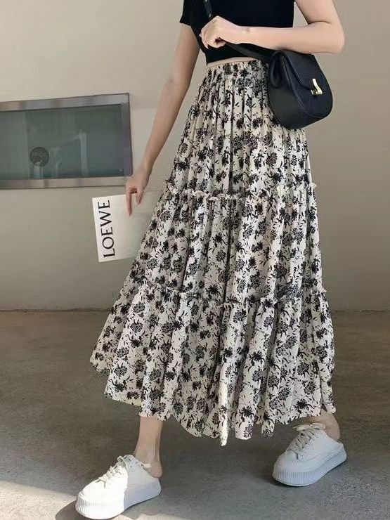 Falda Midi con Estampado Flora - Midi Skirt Floral reseña y precio